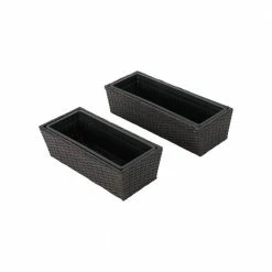 Noble House Micheal Multi Brown Wicker Planter (2-Pack) -Breeze Decor Sales Store multi brown noble house plant pots 40976 1f 1000