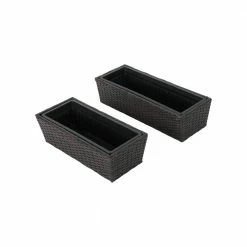 Noble House Micheal Multi Brown Wicker Planter (2-Pack)