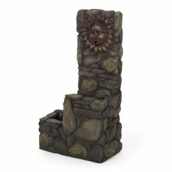 Noble House Haralson Outdoor 36.5 in. 3-Tier Sun Waterfall Fountain