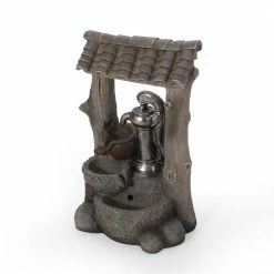 Noble House Orville Outdoor 23 in. 4-Tier Water Pump Waterfall Fountain