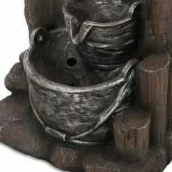 Noble House Berrien Outdoor 23.5 in. 3-Tier Bucket Waterfall Fountain -Breeze Decor Sales Store noble house freestanding fountains 104414 4f 1000