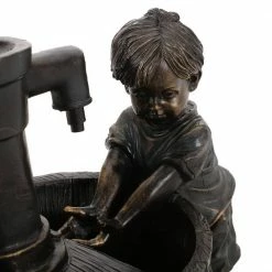Noble House Gomer 23 in. Outdoor Children at Water Pump Fountain -Breeze Decor Sales Store noble house freestanding fountains 105013 4f 1000