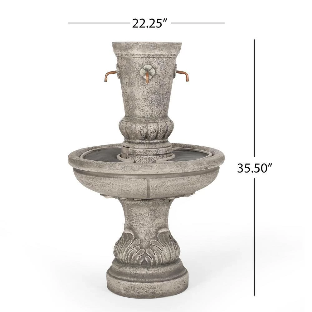 Noble House Shaffer Outdoor 35.5 in. 4 Spout Waterfall Fountain 4 Noble House Shaffer Outdoor 35.5 in. 4 Spout Waterfall Fountain - Image 4