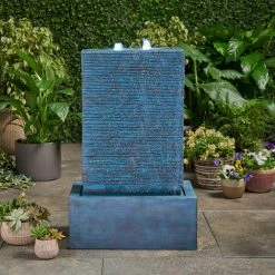 Noble House Dynasty Resin Weathered Blue Waterfall Fountain