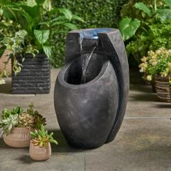 Noble House Zen 2-Tier Multi-Grey Resin Cascade Fountain 11 Noble House Zen 2-Tier Multi-Grey Resin Cascade Fountain -Breeze Decor Sales Store noble house freestanding fountains 71583 31 1000