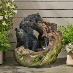 Noble House Coweta Outdoor 22 in. Bears on a Log Waterfall Fountain -Breeze Decor Sales Store noble house freestanding fountains 94407 31 1000