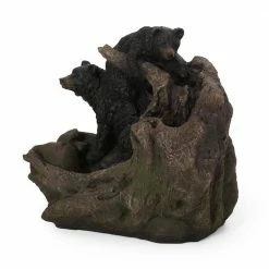 Noble House Coweta Outdoor 22 in. Bears on a Log Waterfall Fountain