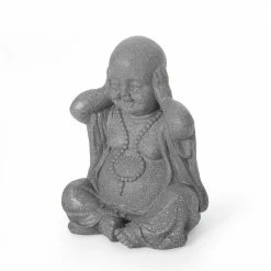 Noble House Thiago 12.25 in. Outdoor Hear No Evil Monk Garden Statue