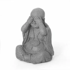 Noble House Thiago 12.25 in. Outdoor See No Evil Monk Garden Statue