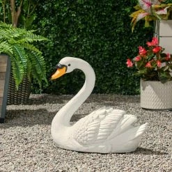 Noble House Randy 15.25 in. White Swan Garden Statue -Breeze Decor Sales Store noble house garden statues 105956 31 1000