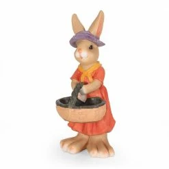 Noble House Russel 32.75 in. Brown and Orange Rabbit Garden Statue