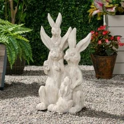 Noble House Krass 23.5 in. White Rabbit Family Garden Statue 15 Noble House Krass 23.5 in. White Rabbit Family Garden Statue -Breeze Decor Sales Store noble house garden statues 105969 31 1000