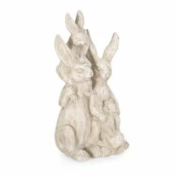 Noble House Krass 23.5 in. White Rabbit Family Garden Statue