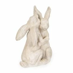 Noble House Morella 17.75 in. White Rabbit Couple Garden Statue