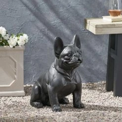 Noble House Delamore 16 in. Matte Black French Bulldog Garden Statue -Breeze Decor Sales Store noble house garden statues 83164 31 1000