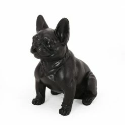 Noble House Delamore 16 in. Matte Black French Bulldog Garden Statue -Breeze Decor Sales Store noble house garden statues 83164 44 1000