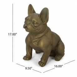 Noble House Delamore 16 in. Rustic Gold French Bulldog Garden Statue -Breeze Decor Sales Store noble house garden statues 83166 76 1000