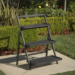 Noble House Cletus Dark Grey Wood Plant Stand -Breeze Decor Sales Store noble house plant stands 17036 1f 1000