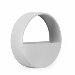 Noble House Shurley 11.5 in. Round Sandy White Metal Wall Mounted Planter