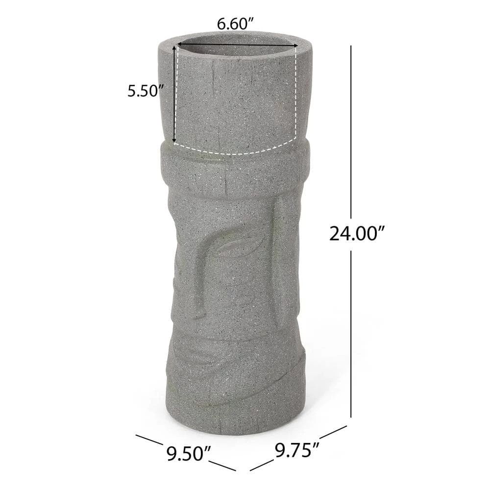 Noble House Pierpont 9.5 in. Stone Gray Concrete Lightweight Polynesian Decorative Planter 8 Noble House Pierpont 9.5 in. Stone Gray Concrete Lightweight Polynesian Decorative Planter - Image 8