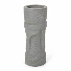 Noble House Pierpont 9.5 in. Stone Gray Concrete Lightweight Polynesian Decorative Planter
