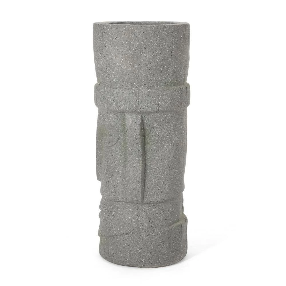 Noble House Pierpont 9.5 in. Stone Gray Concrete Lightweight Polynesian Decorative Planter 2 Noble House Pierpont 9.5 in. Stone Gray Concrete Lightweight Polynesian Decorative Planter - Image 2