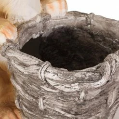 Noble House Bowes 21.25 in. Tall White and Brown Concrete Lightweight Rabbit Planter -Breeze Decor Sales Store white and brown noble house plant pots 105965 c3 1000